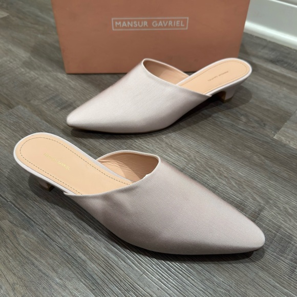 Mansur Gavriel Grosgrain Elegant Slide in Rose Heel Mules - Picture 6 of 15